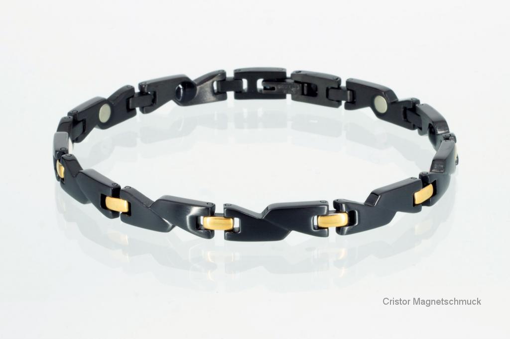 E8214BLG - 4-Elemente Armband schwarz gold