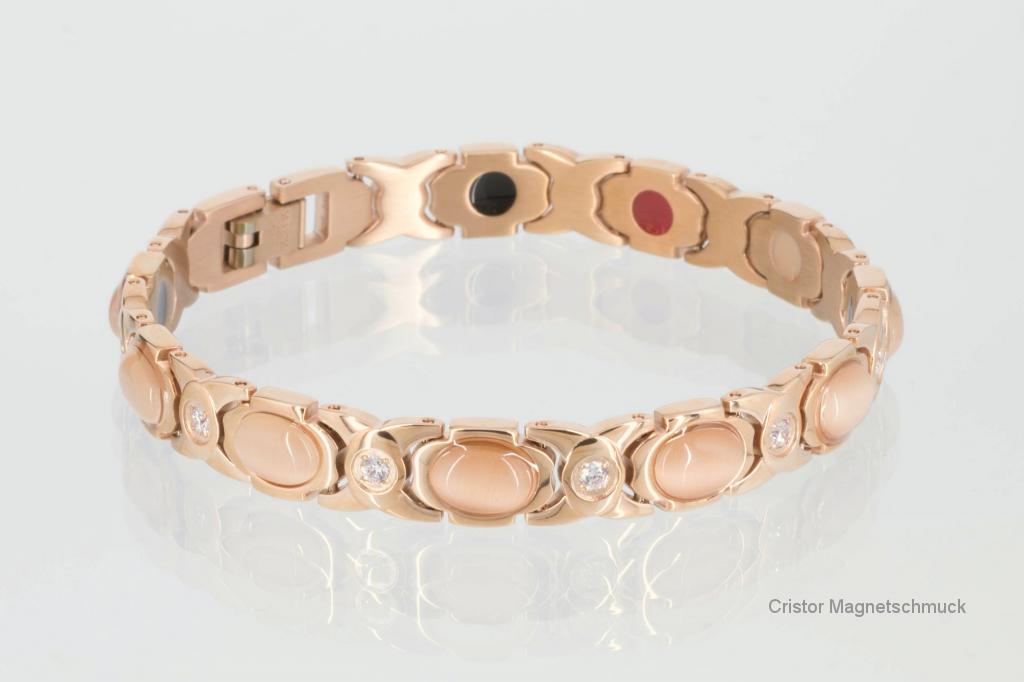 E8077RGZ - 3-Elemente Armband rosegold mit Zirkonia und champagnerfarbenen Einlagen