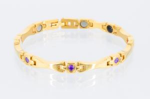 E8563G2Z - 4-Elemente Armband goldfarben mit lilafarbenen Zirkoniasteinen