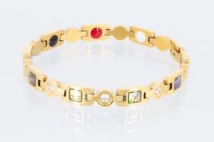 E8846GZ - 4-Elemente Armband goldfarben mit Zirkonia und Pauamuschel