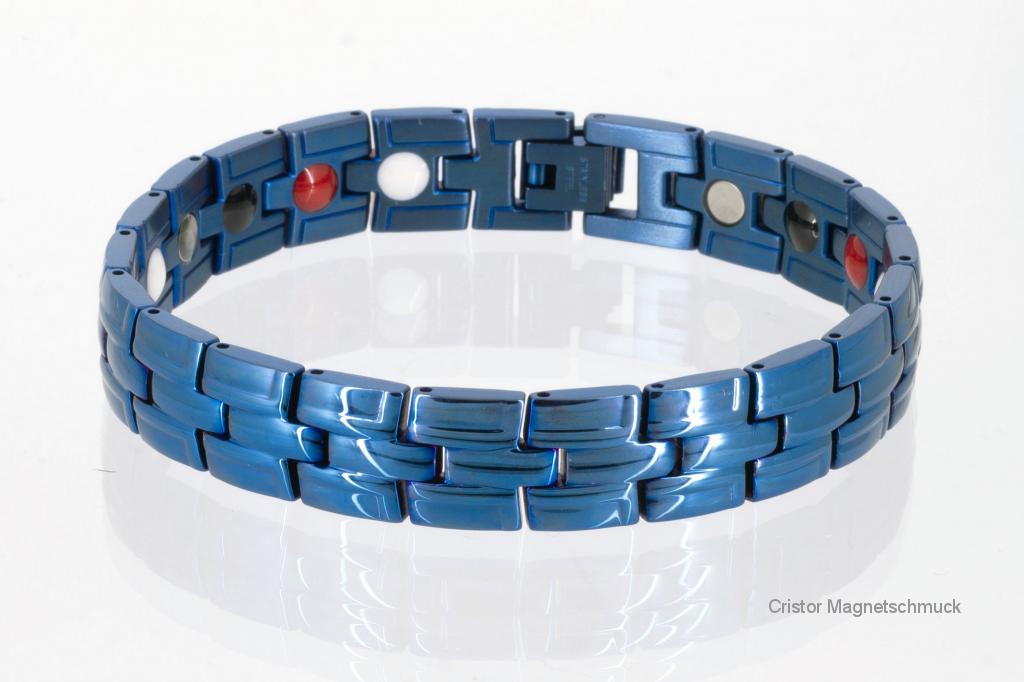 E8035blau - 4-Elemente Armband blaumetallic