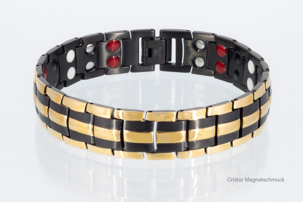E8901BLG - 4-Elemente Armband schwarz gold