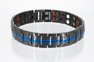 E8901BLblaub - 4-Elemente Armband schwarz mit blau