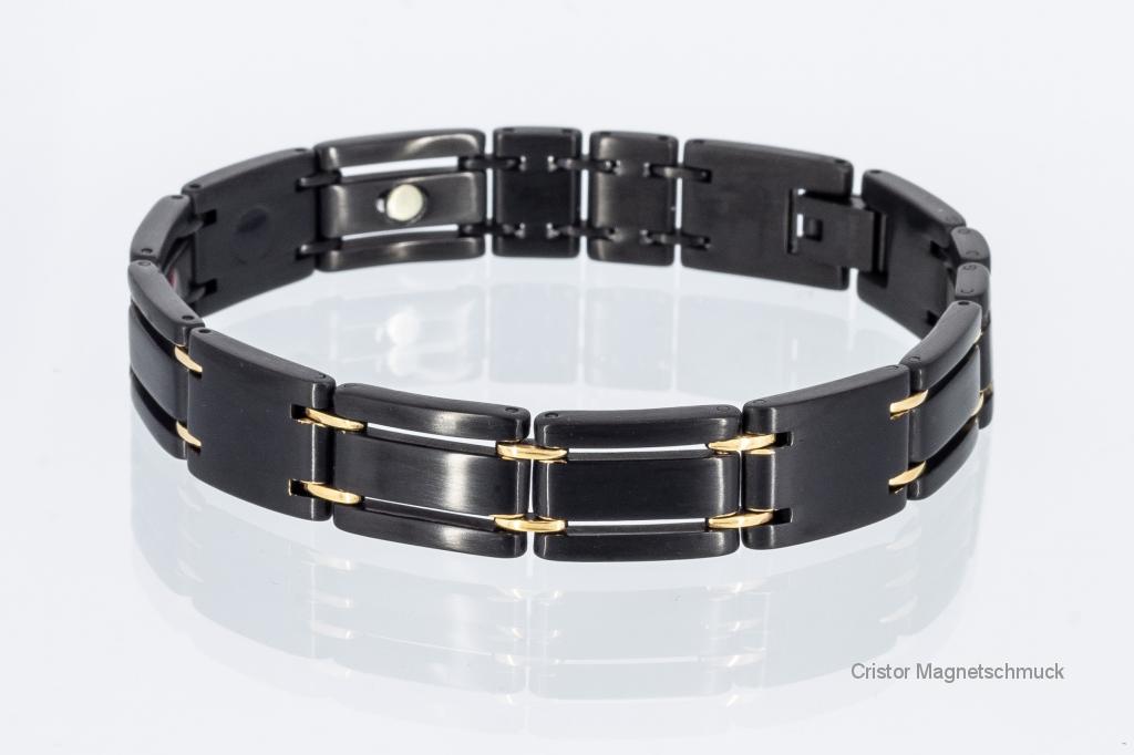 E8255BLG - 4-Elemente Armband gold schwarz