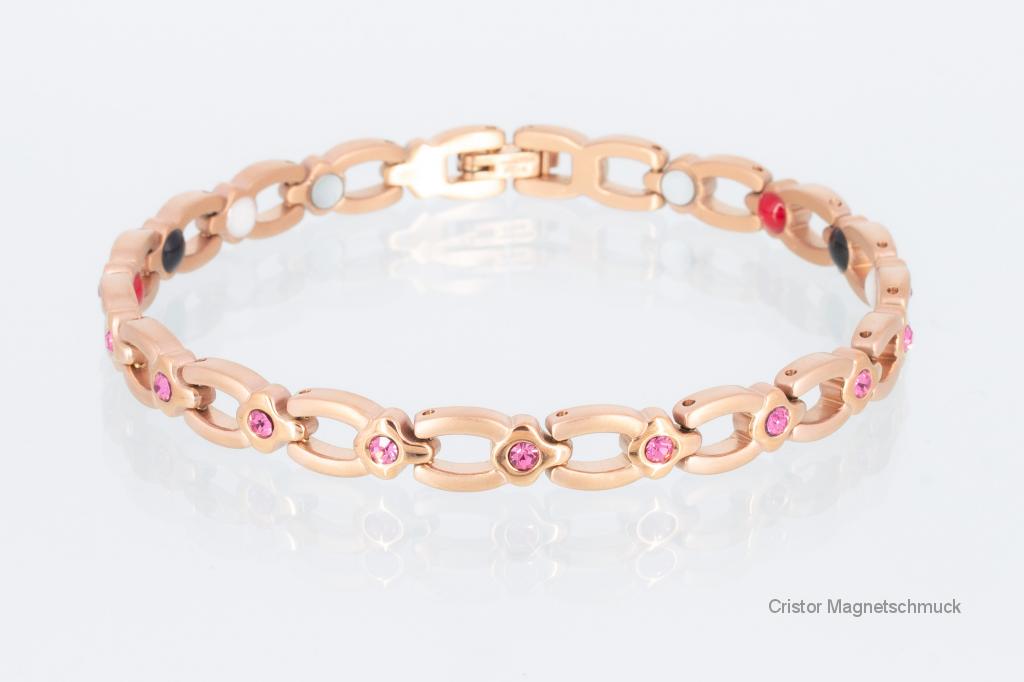 E8139RGZ - 4-Elemente Armband rosegoldfarben mit rosafarbenen Zirkonia