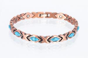 Kupfer - Magnetarmband mit türkisfarbenen Einlagen - cu8383tue