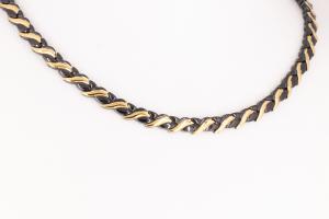 HE9054BLG - 4-Elemente Halskette gold schwarz