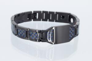 E8314BLblau - 4-Elemente Armband schwarz mit blauer Carbonfaser