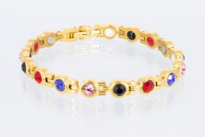 4-Elemente Armband goldfarben mit farbigen Zirkonia - e8366gz