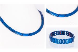 Titanenergiehalskette und -Armband im Set blau - hte9074blauset