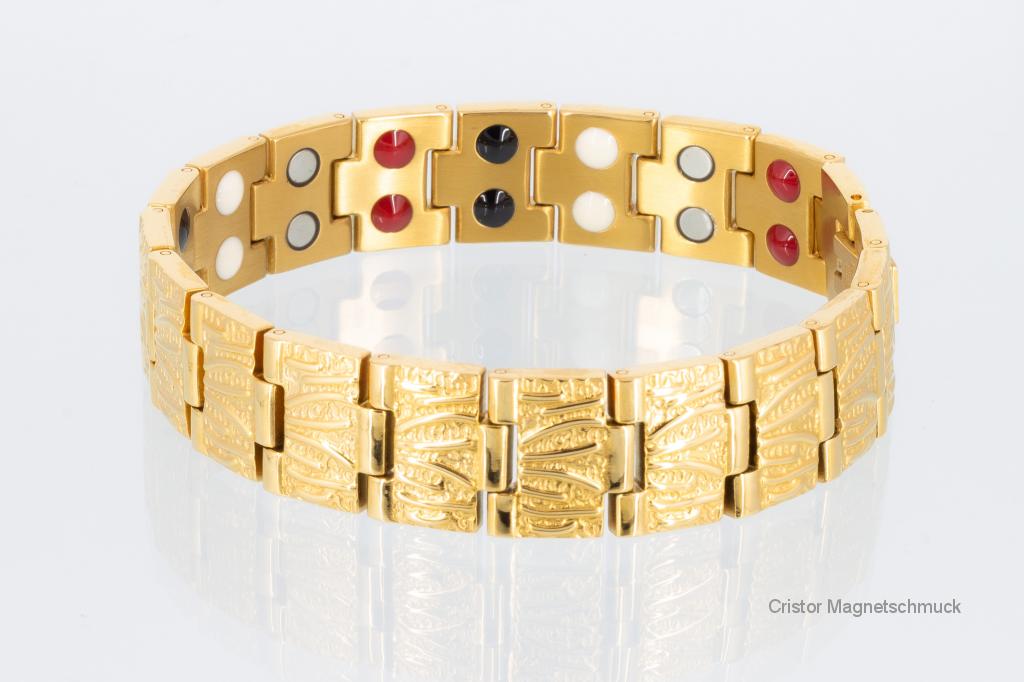 E8422Gb - Doppelreihiges 4-Elemente Armband goldfarben