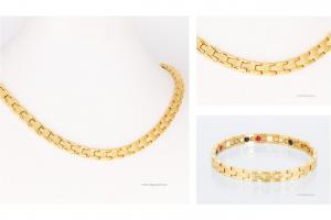 Halskette und Energiearmband im Set goldfarben - h9034gset