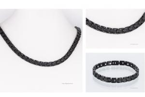 Halskette und Armband im Set schwarz - h9034blset