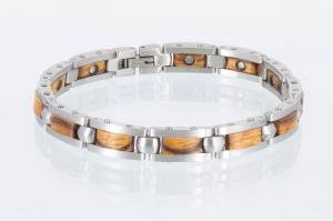 8451SW - Magnetarmband mit Einlagen aus Holz