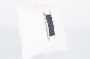 KEW9050BLS - Energiearmband silber weiß mit schwarzer Carbonfasereinlage
