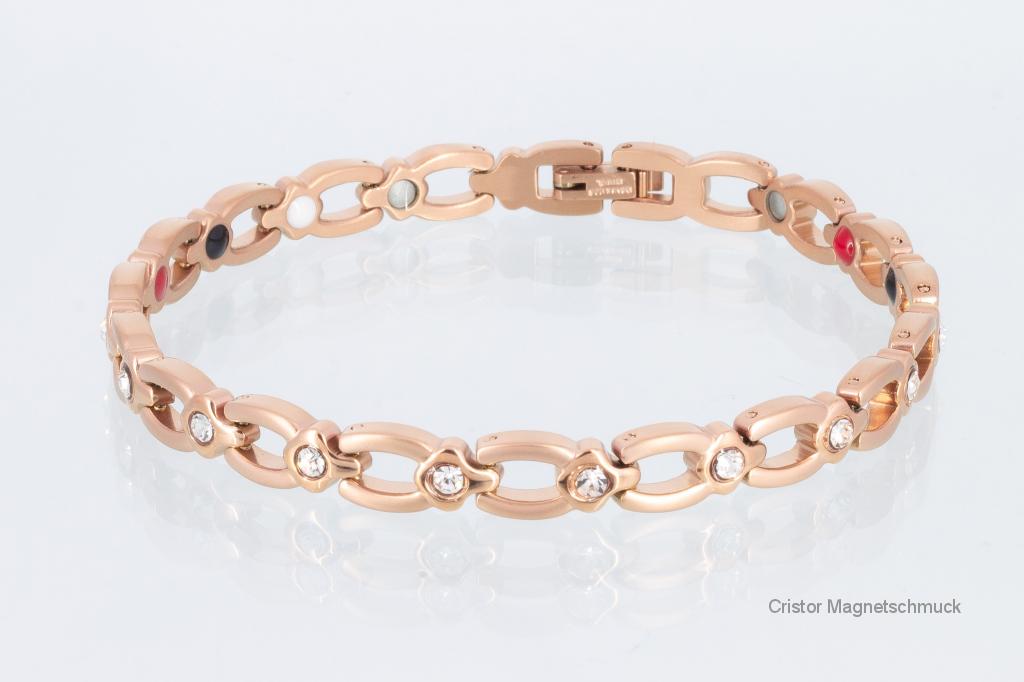 E8139RGZb - 4-Elemente Armband rosegoldfarben mit weißen Zirkonia