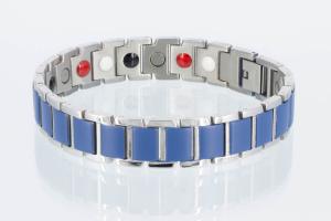 E8480Sblau - 4-Elemente Armband silber blau