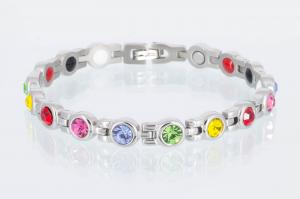 E8435SZ - 4-Elemente Armband silberfarben mit 5 verschiedenfarbigen Zirkoniasteinen