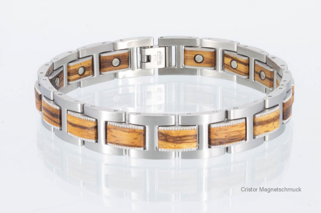 8504SWP - Magnetarmbänder mit Holzeinlagen als Partnerset