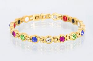 E8558GZ - 4-Elemente Armband goldfarben mit farbigen Zirkonia