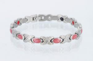 4-Elemente Armband silberfarben mit rosafarbenen Einlagen - e8568sd