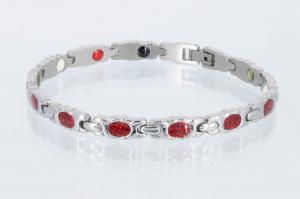 4-Elemente Armband silberfarben mit roten Einlagen - e8569sa