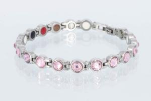 5-Elemente Armband silberfarben mit rosefarbenen Glassteinen - e8524sz