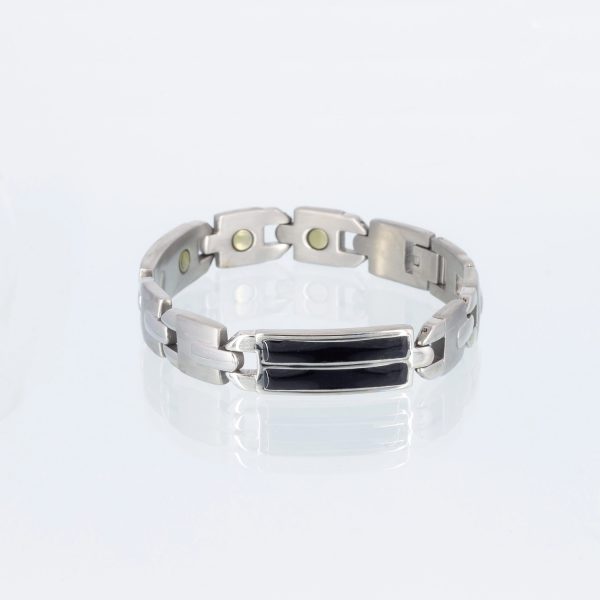 Magnetarmband silber mit schwarzem Emaille