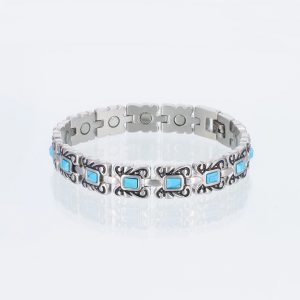 Magnetarmband Ursprung in silber mit blauen Einlagen