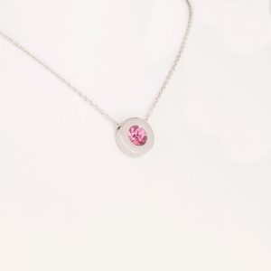 Magnetanhänger silberfarben mit einem rosafarbenen Zirkonia