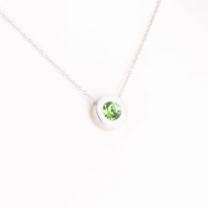 Magnetanhänger silberfarben mit einem lindgrünen Zirkonia