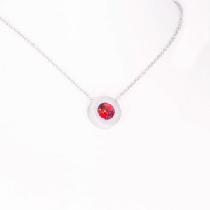 Magnetanhänger silberfarben mit einem roten Zirkonia