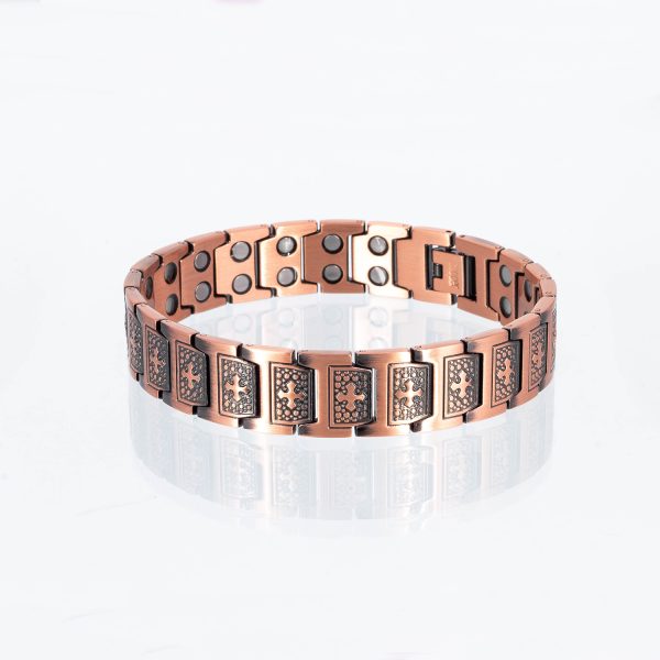 Doppelreihiges Kupferarmband Kreuz