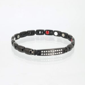 Schwarzes Energiearmband mit Zirkonia