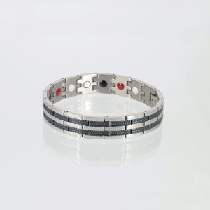 Energiearmband Rallye in silber und schwarz