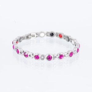 Silbernes Energiearmband mit pinkfarbenen Zirkonia