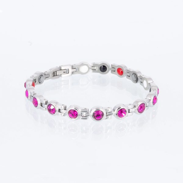 Silberne Fußkette mit pinkfarbenen Zirkonia