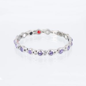 Silberneres Energiearmband mit fliederfarbenen Zirkonia