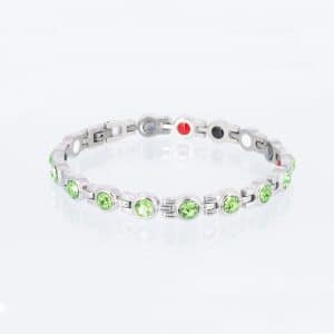 Silberneres Energiearmband mit lindgrünen Zirkonia