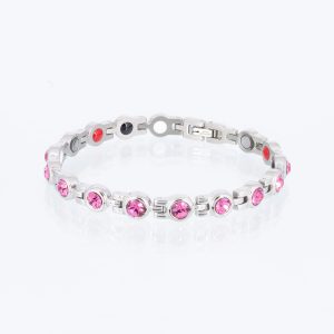 Silberneres Energiearmband mit rosafarbenen Zirkonia