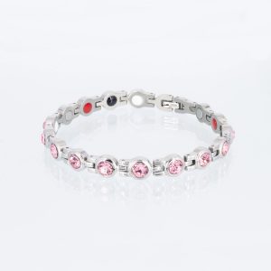 Silberneres Energiearmband mit hellrosafarbenen Zirkonia