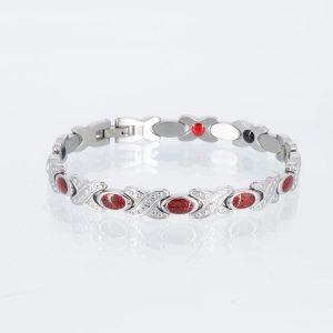 Energiearmband Romantika in silber und rot