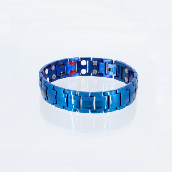 Doppelreihiges Energiearmband Stärke in blaumetallic