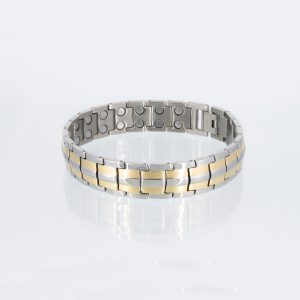 Doppelreihiges Titanarmband Stärke in silber und gold
