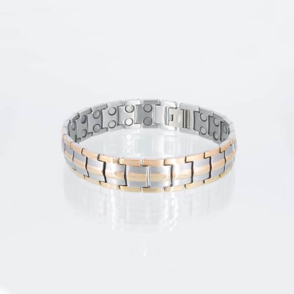 Doppelreihiges Titanarmband Stärke in silber und rosegold