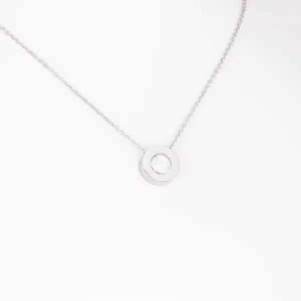 Magnetanhänger silberfarben mit einem mondsteinfarbenen Zirkonia