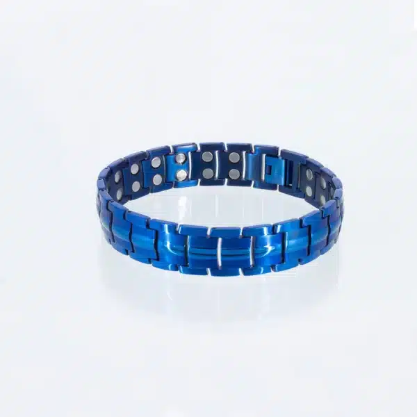 Doppelreihiges Titan-Magnetarmband Stärke in blau