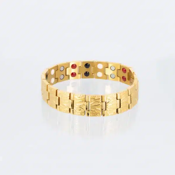 Doppelreihiges Energiearmband Natur in gold