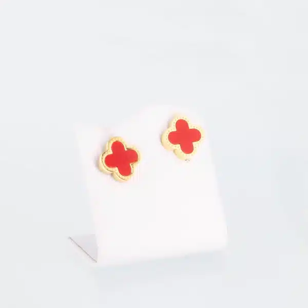 Magnetohrringe Blüte in Gold und Rot