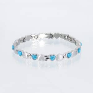 Magnetarmband Glück Silber mit türkisfarbenen Einlagen